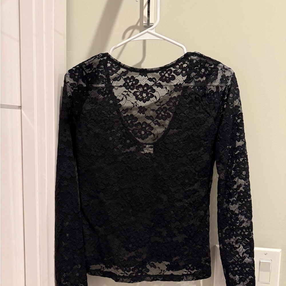 Abercrombie & Fitch Black Floral Lace Blouse